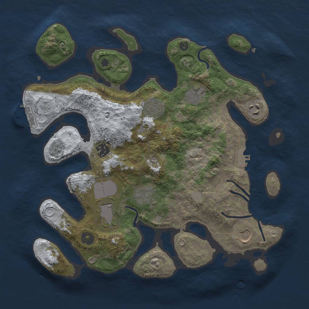 Rust Map: Procedural Map, Size: 3500, Seed: 231966, 17 Monuments