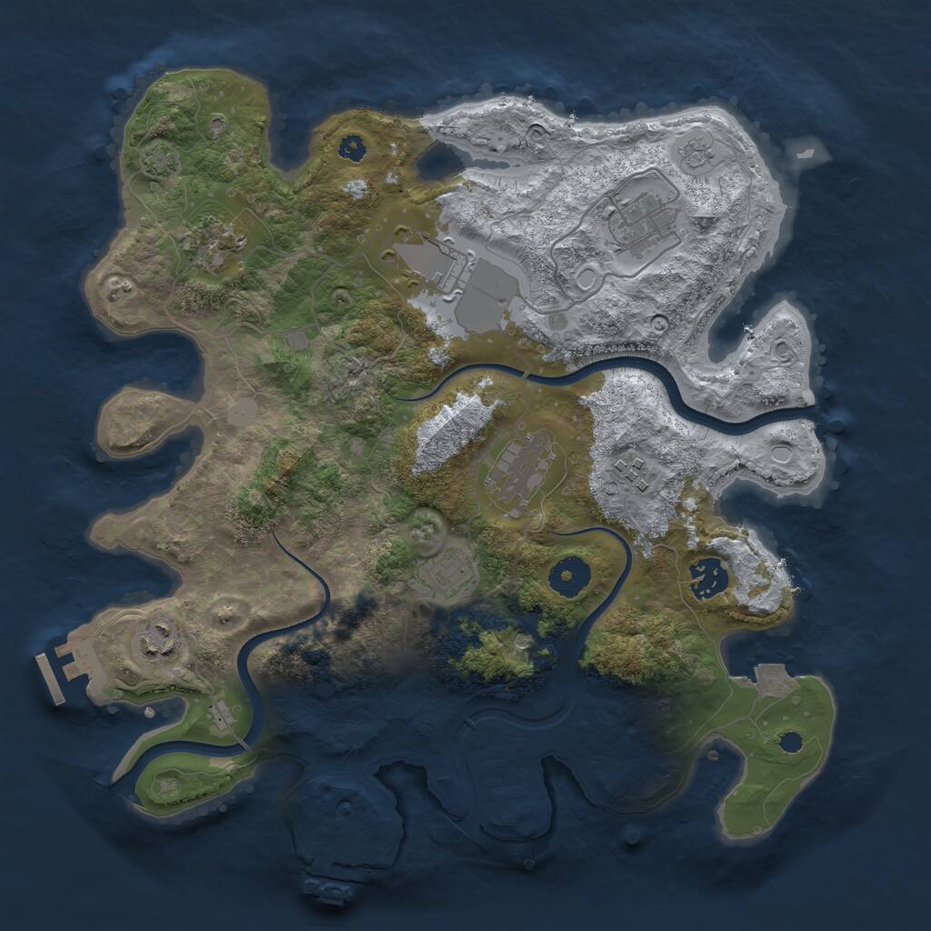 Rust Map: Procedural Map, Size: 3500, Seed: 64973112, 14 Monuments