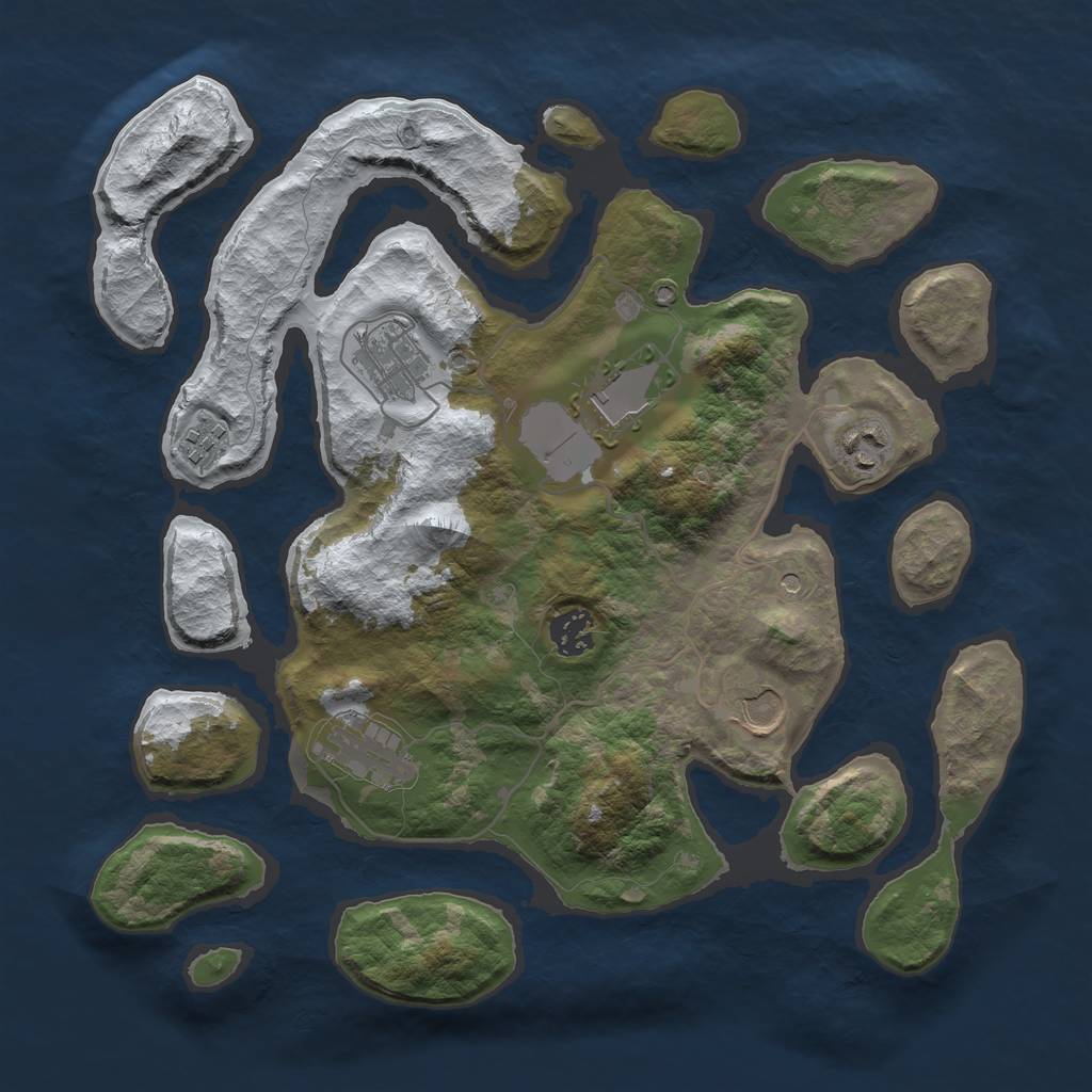 Rust Map: Barren, Size: 3500, Seed: 4560095, 10 Monuments