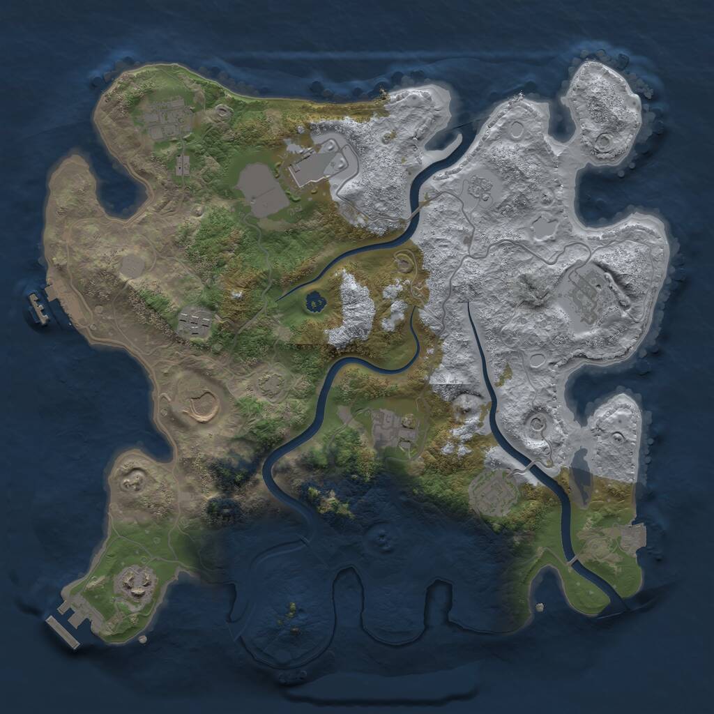 Rust Map: Procedural Map, Size: 3500, Seed: 2788380, 14 Monuments