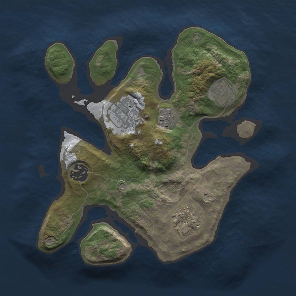 Rust Map: Barren, Size: 2500, Seed: 265663, 7 Monuments