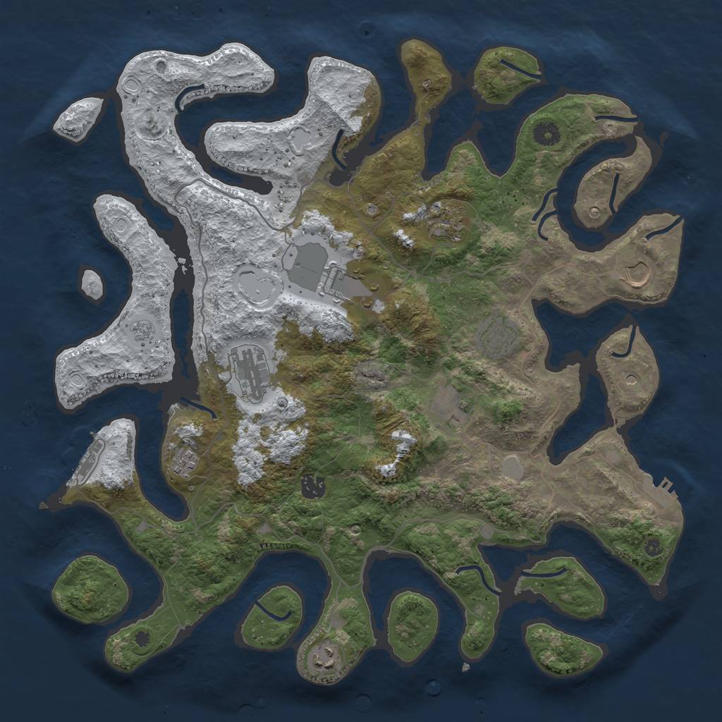 Rust Map: Procedural Map, Size: 4200, Seed: 786143851, 18 Monuments