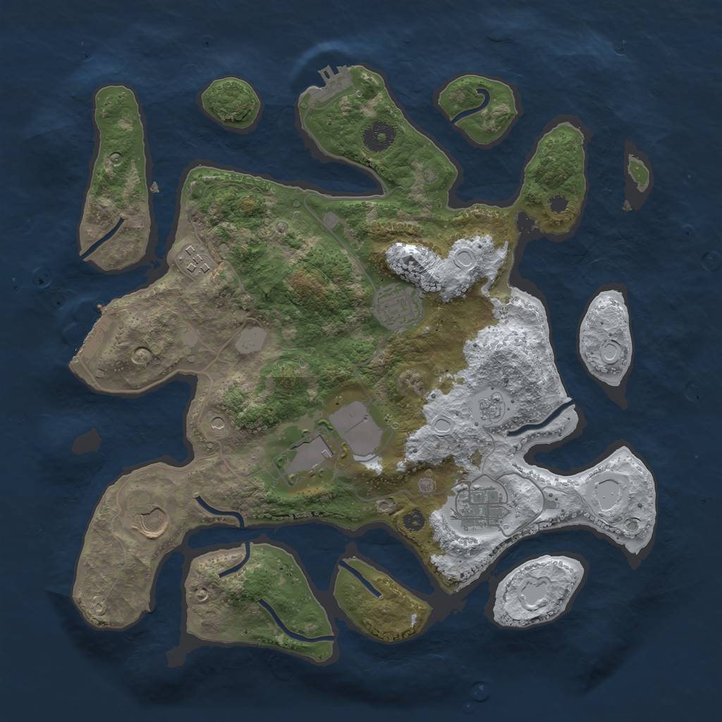 Rust Map: Procedural Map, Size: 3500, Seed: 1605710, 14 Monuments