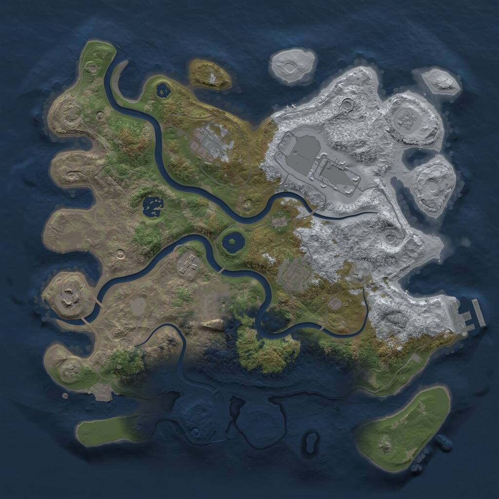 Rust Map: Procedural Map, Size: 3500, Seed: 1219115, 12 Monuments