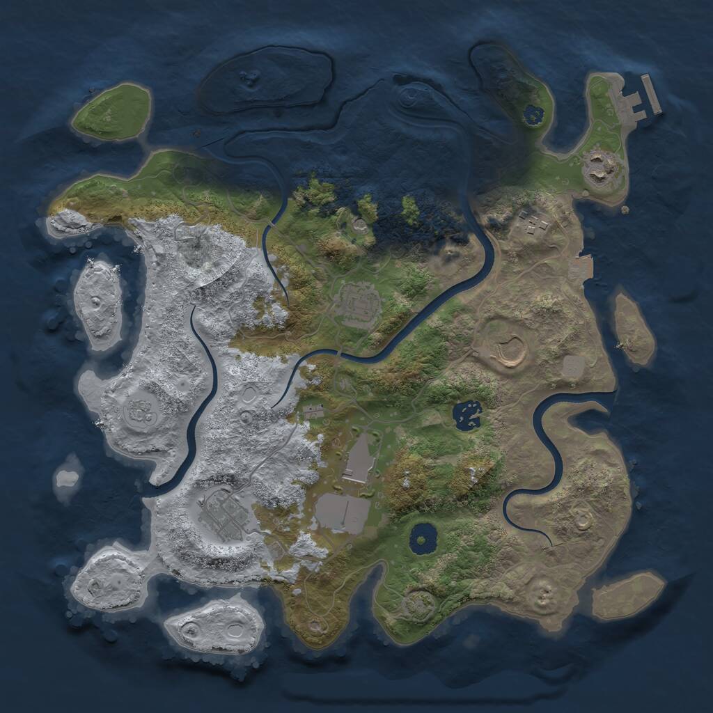 Rust Map: Procedural Map, Size: 3500, Seed: 4893519, 12 Monuments