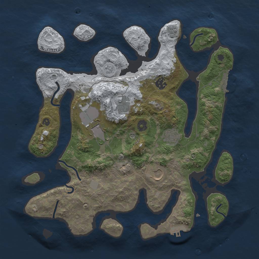 Rust Map: Procedural Map, Size: 3500, Seed: 3664896, 15 Monuments