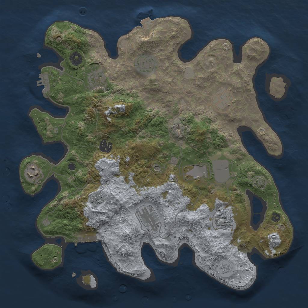 Rust Map: Procedural Map, Size: 3500, Seed: 999, 17 Monuments