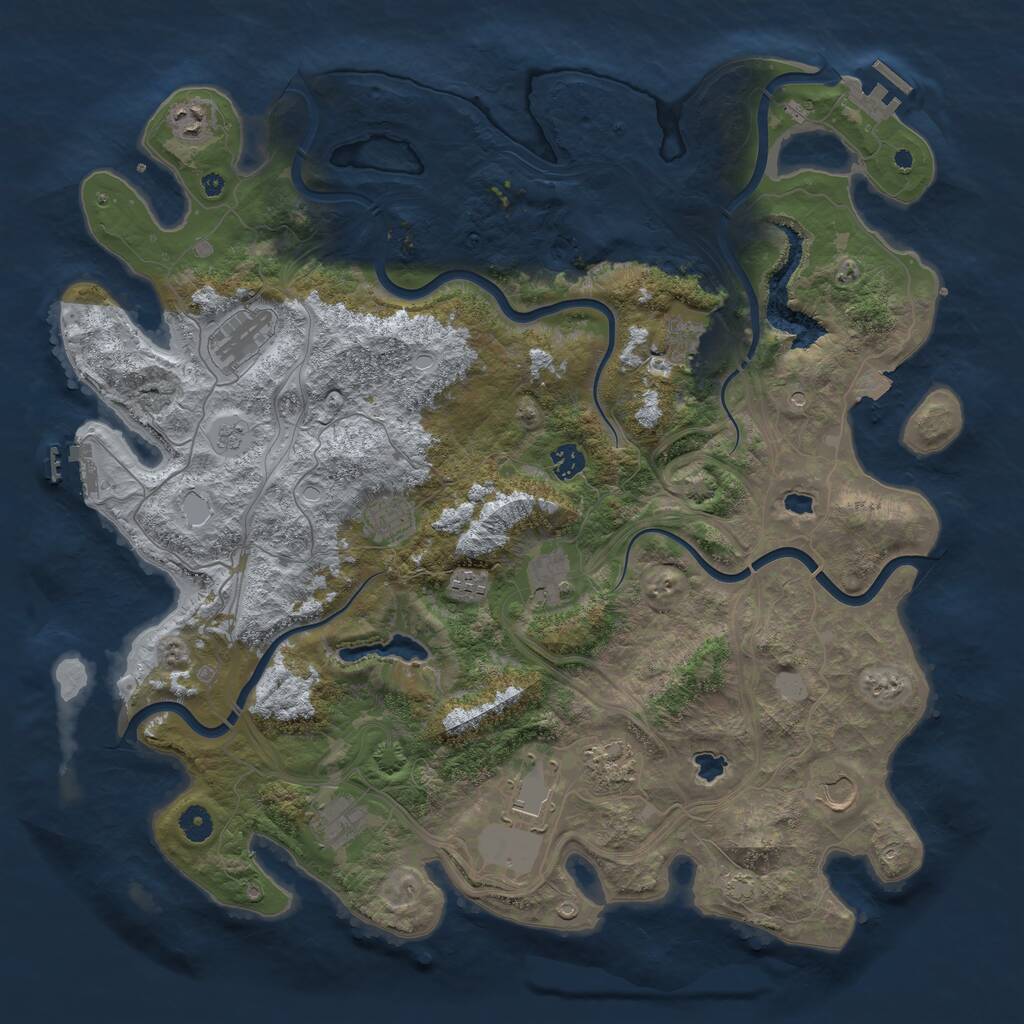 Rust Map: Procedural Map, Size: 4500, Seed: 5266263, 17 Monuments