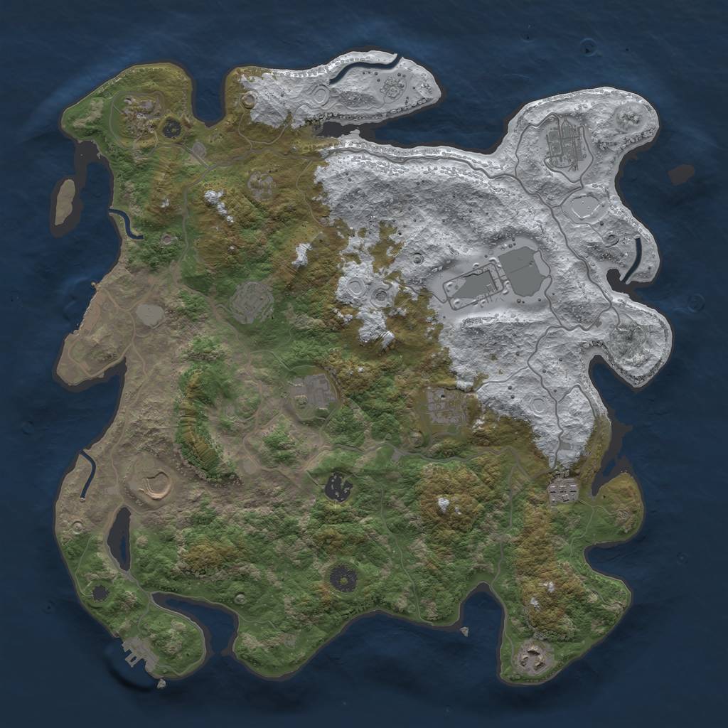 Rust Map: Procedural Map, Size: 4000, Seed: 3995257, 19 Monuments