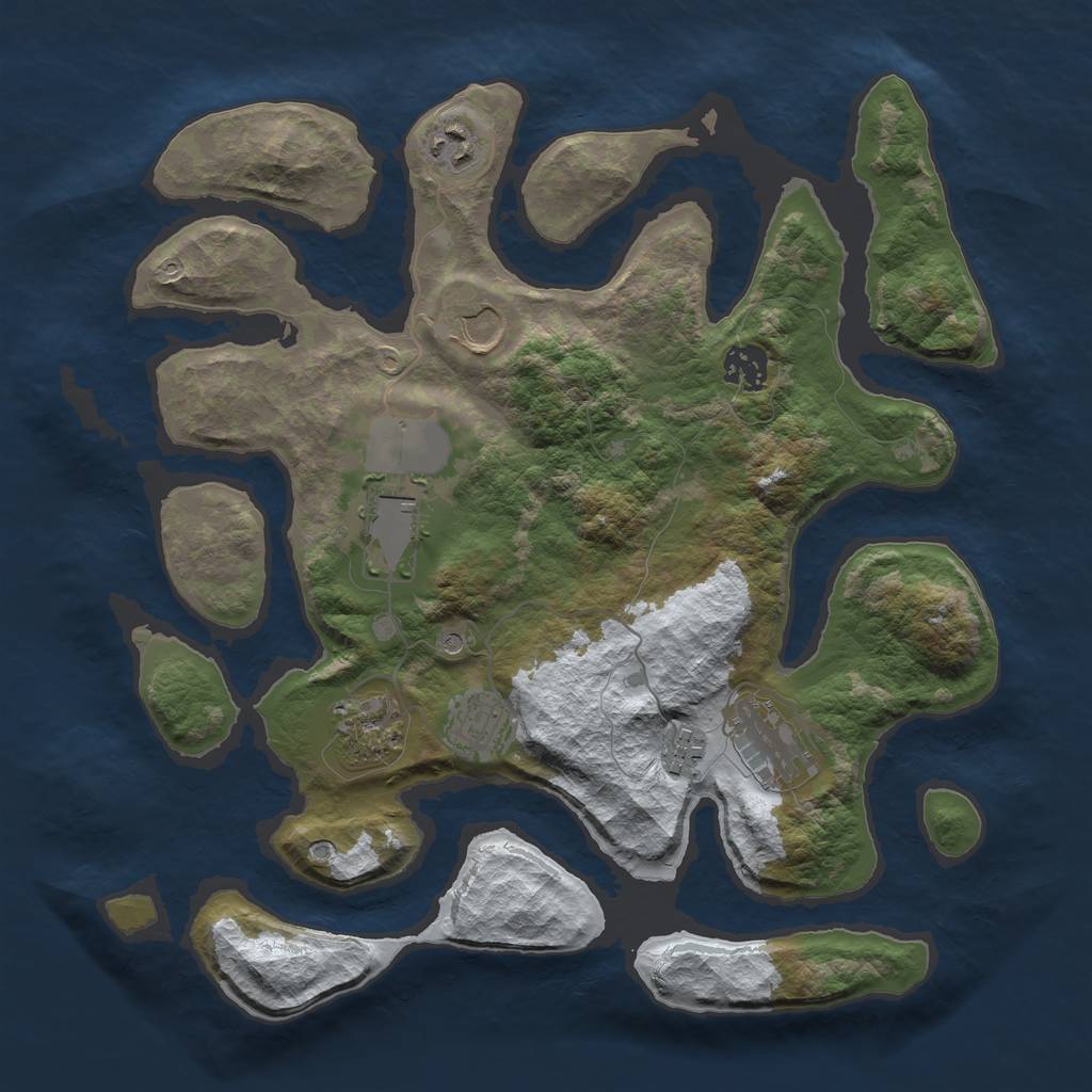 Rust Map: Barren, Size: 3500, Seed: 1867, 11 Monuments