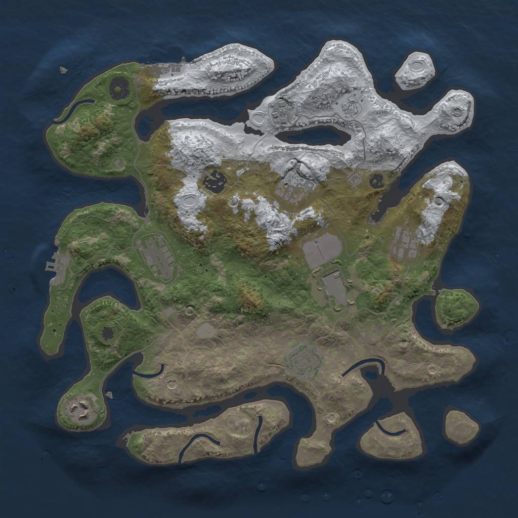 Rust Map: Procedural Map, Size: 3500, Seed: 437792, 17 Monuments