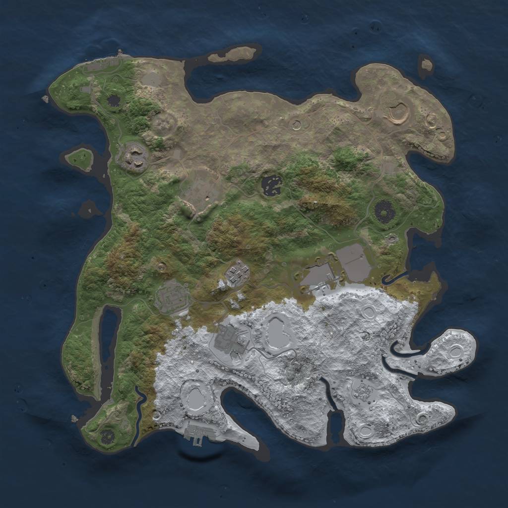 Rust Map: Procedural Map, Size: 3500, Seed: 6414371, 17 Monuments