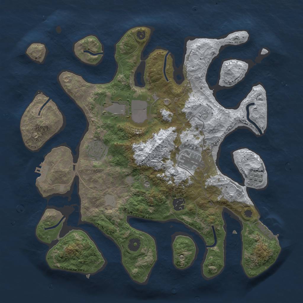 Rust Map: Procedural Map, Size: 3500, Seed: 1345393, 14 Monuments