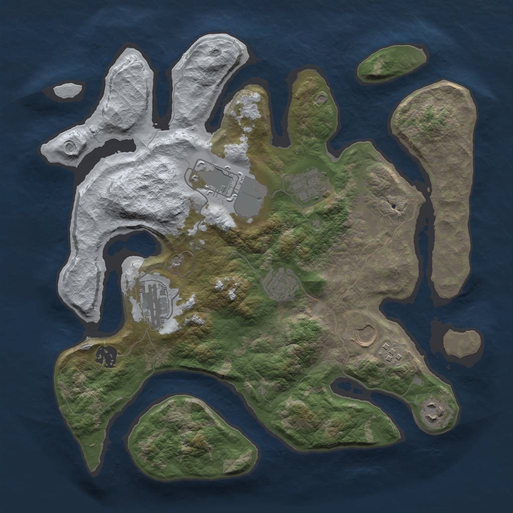 Rust Map: Barren, Size: 3500, Seed: 1807271, 11 Monuments
