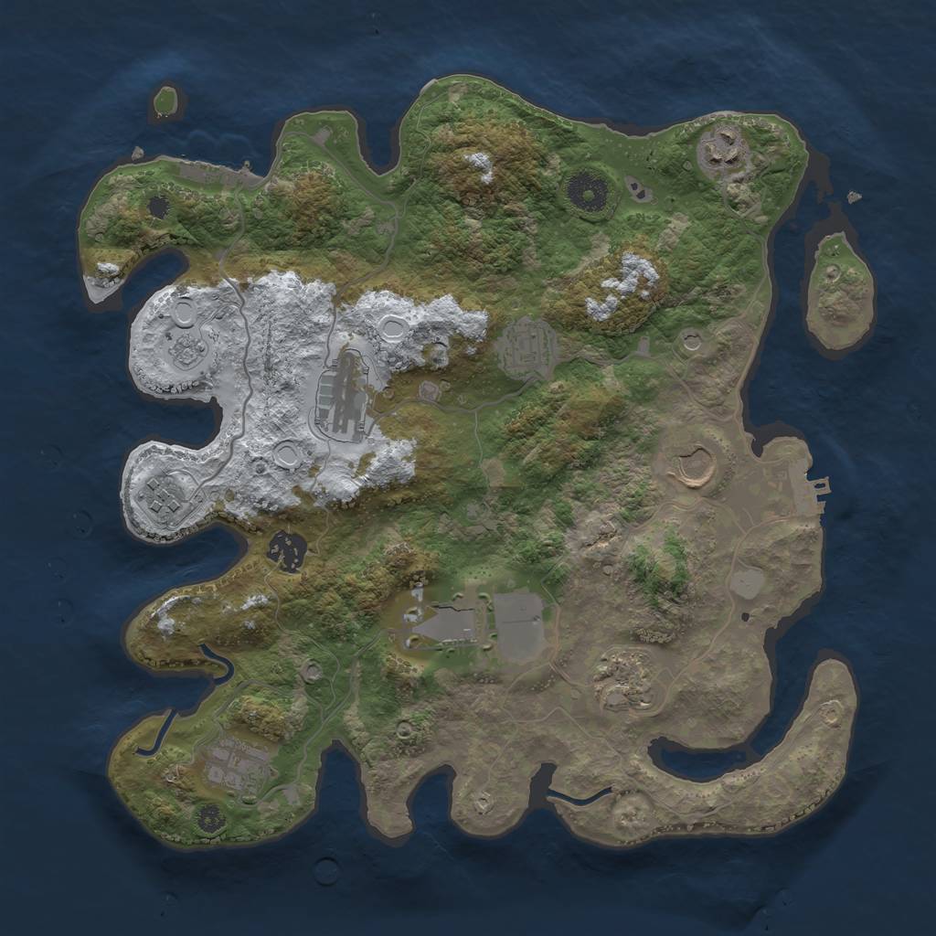 Rust Map: Procedural Map, Size: 3500, Seed: 90387, 18 Monuments