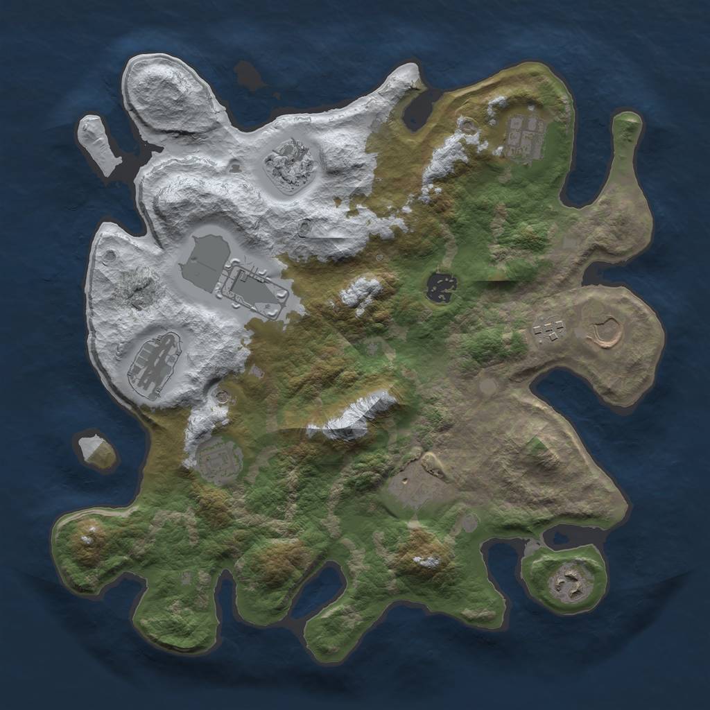 Rust Map: Barren, Size: 3500, Seed: 92590, 13 Monuments