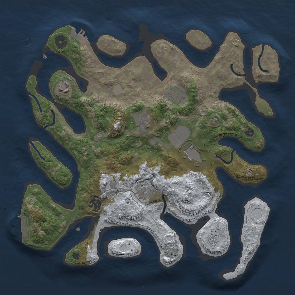 Rust Map: Procedural Map, Size: 3500, Seed: 1418839772, 16 Monuments