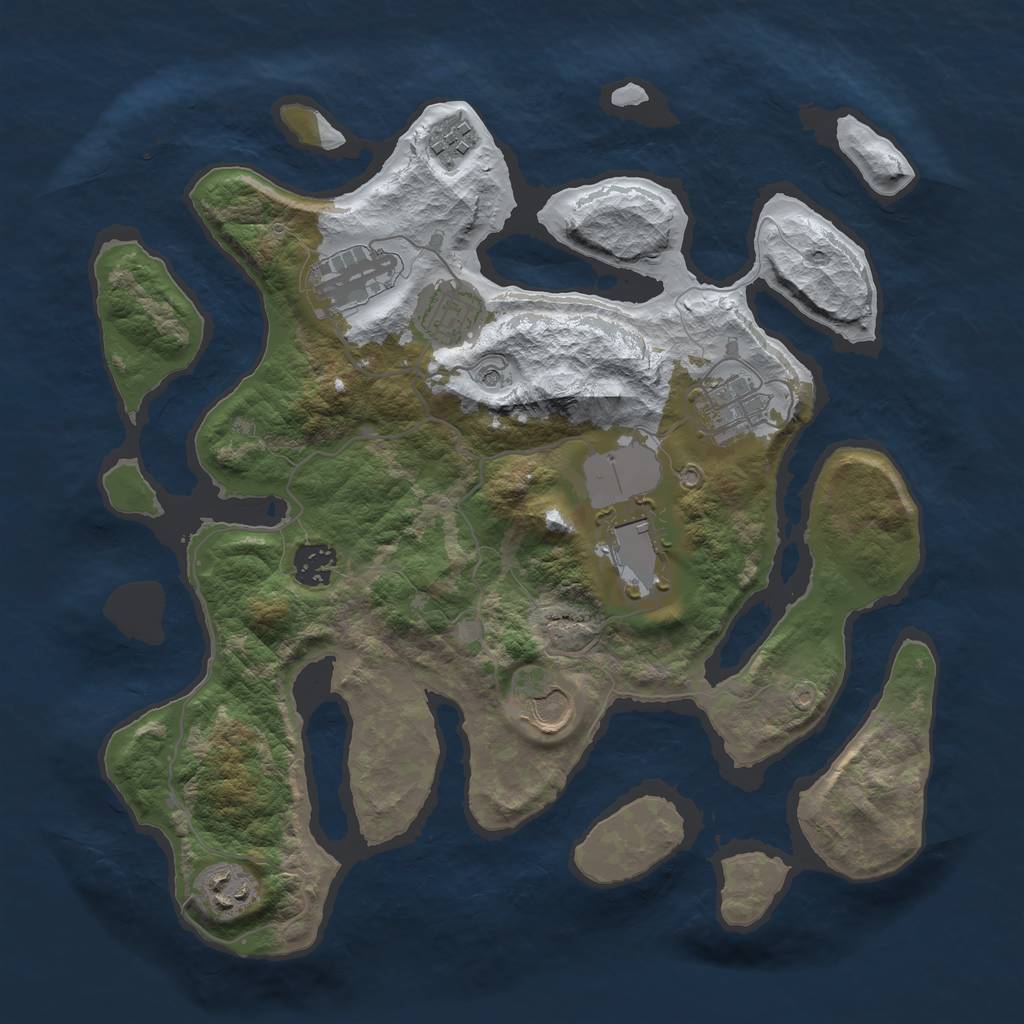 Rust Map: Barren, Size: 3500, Seed: 6312822, 11 Monuments