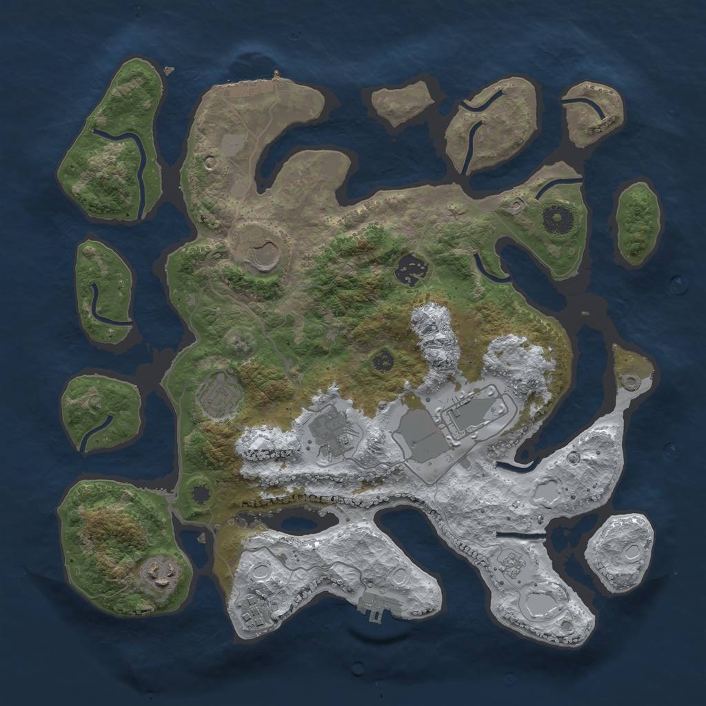 Rust Map: Procedural Map, Size: 3500, Seed: 2832409, 15 Monuments