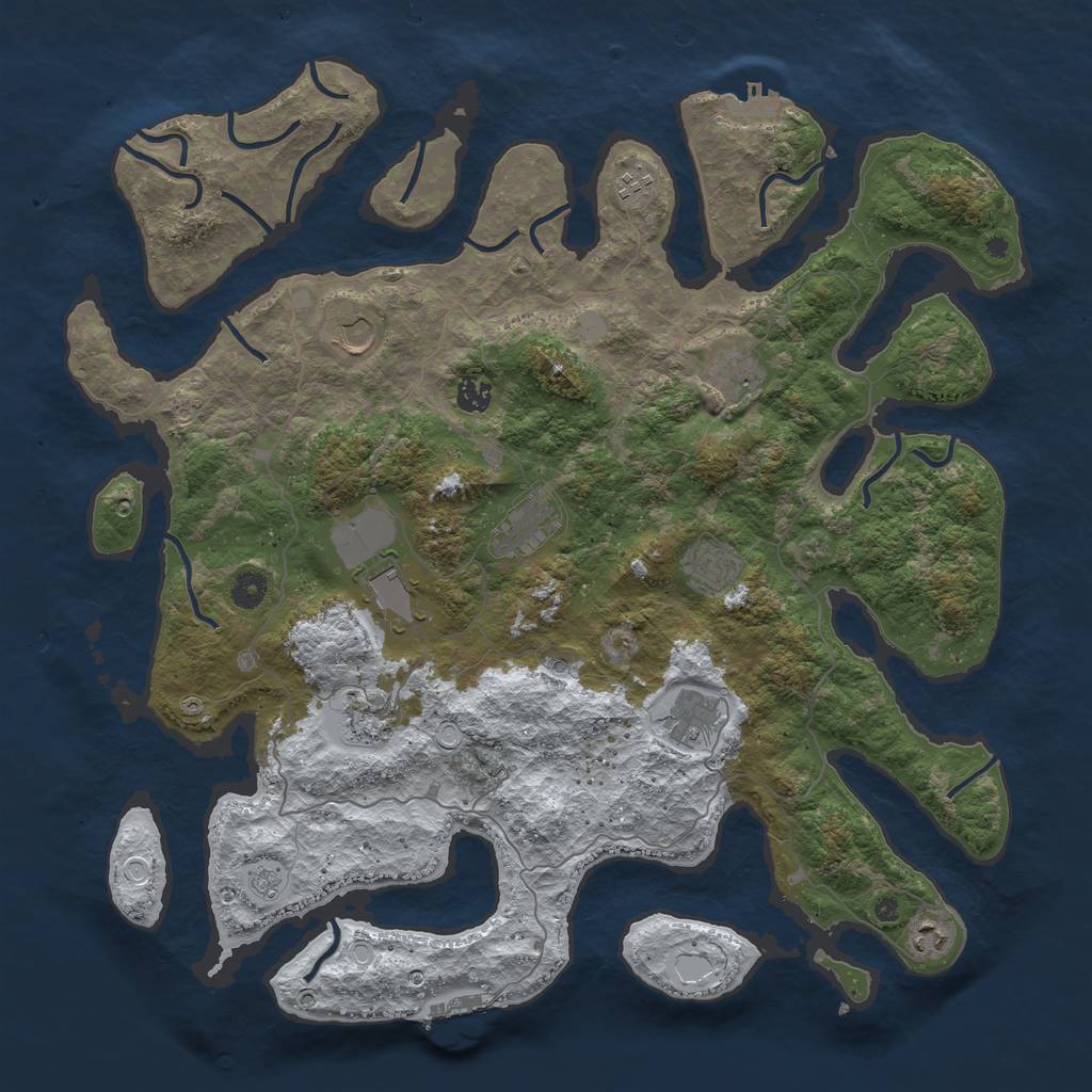 Rust Map: Procedural Map, Size: 4500, Seed: 2617134, 19 Monuments