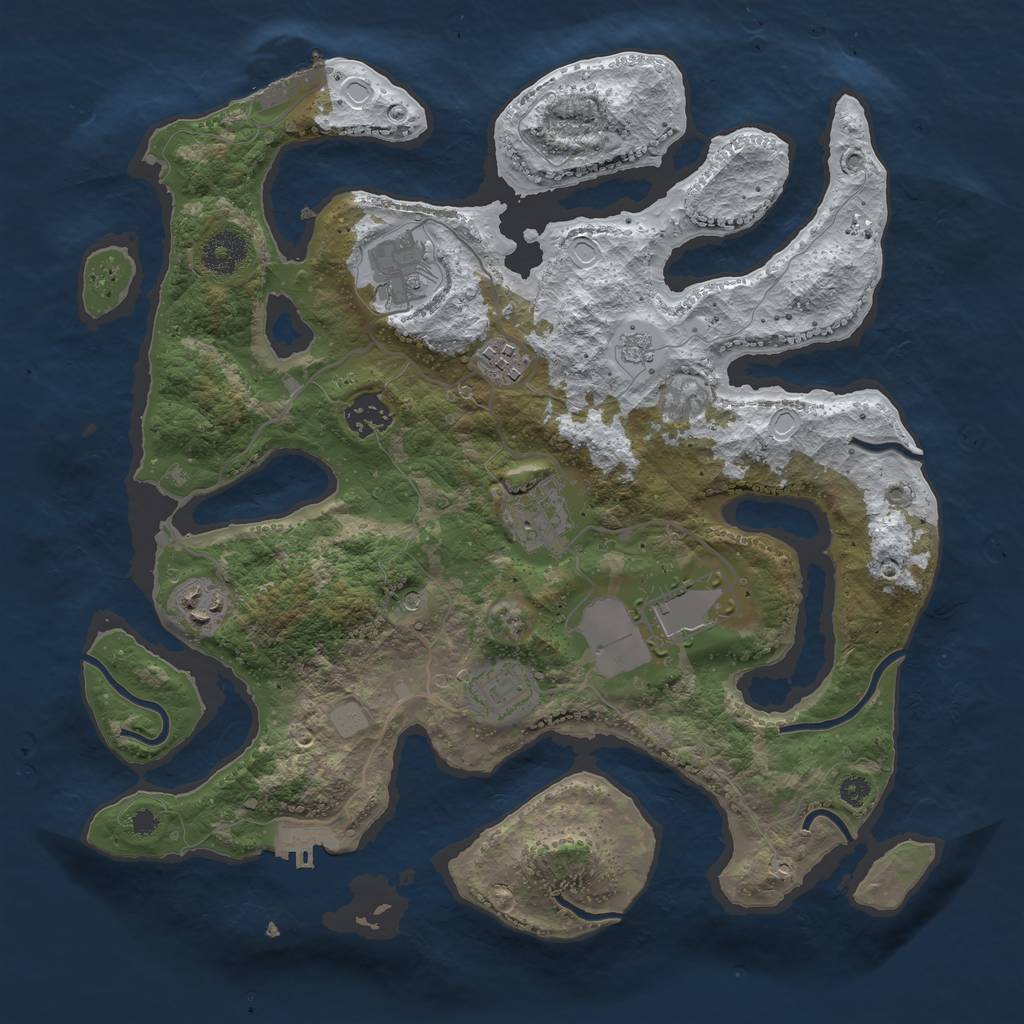 Rust Map: Procedural Map, Size: 3500, Seed: 1786239, 16 Monuments