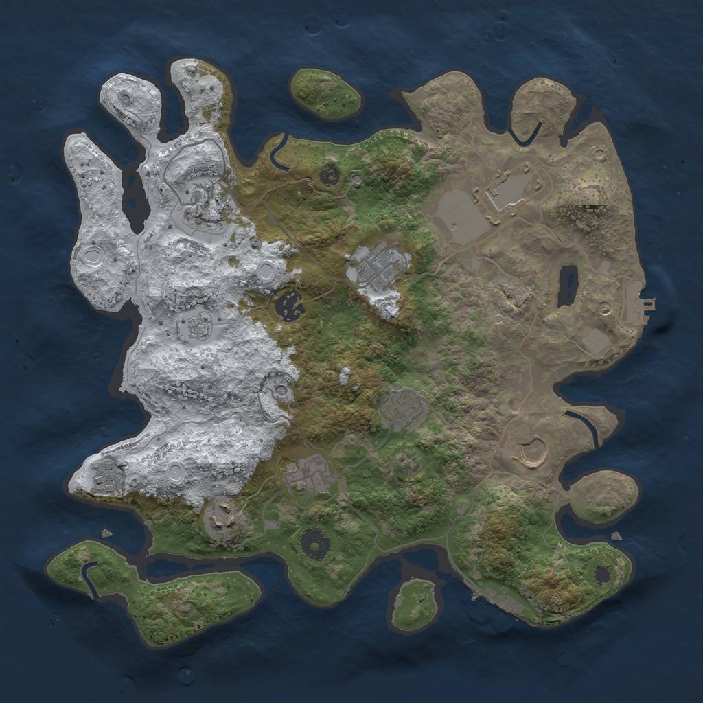Rust Map: Procedural Map, Size: 3500, Seed: 6413358, 18 Monuments