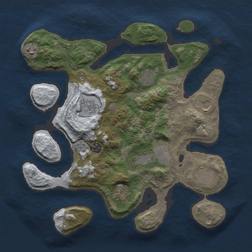 Rust Map: Barren, Size: 3500, Seed: 1462025, 12 Monuments