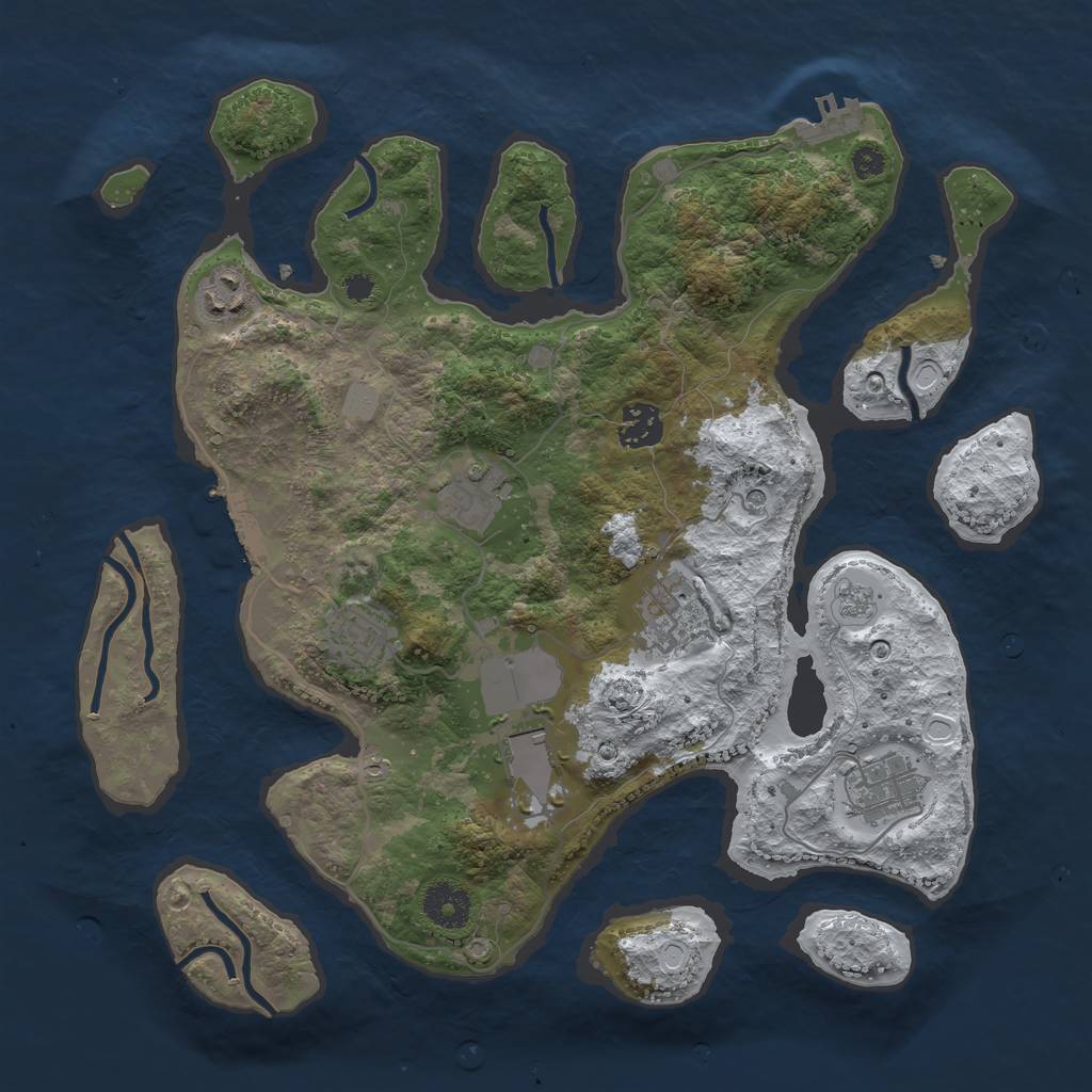 Rust Map: Procedural Map, Size: 3500, Seed: 4091265, 16 Monuments