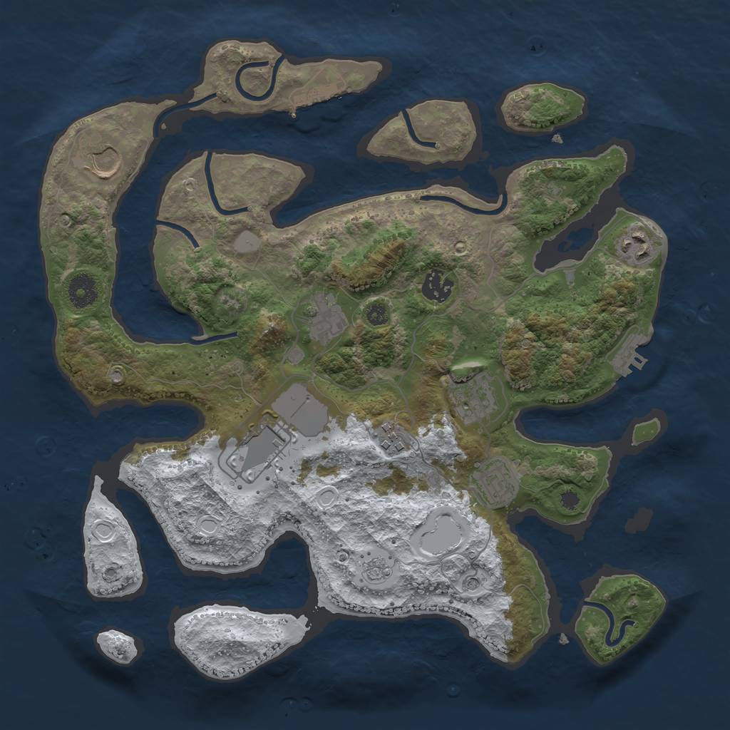 Rust Map: Procedural Map, Size: 3500, Seed: 6340890, 17 Monuments
