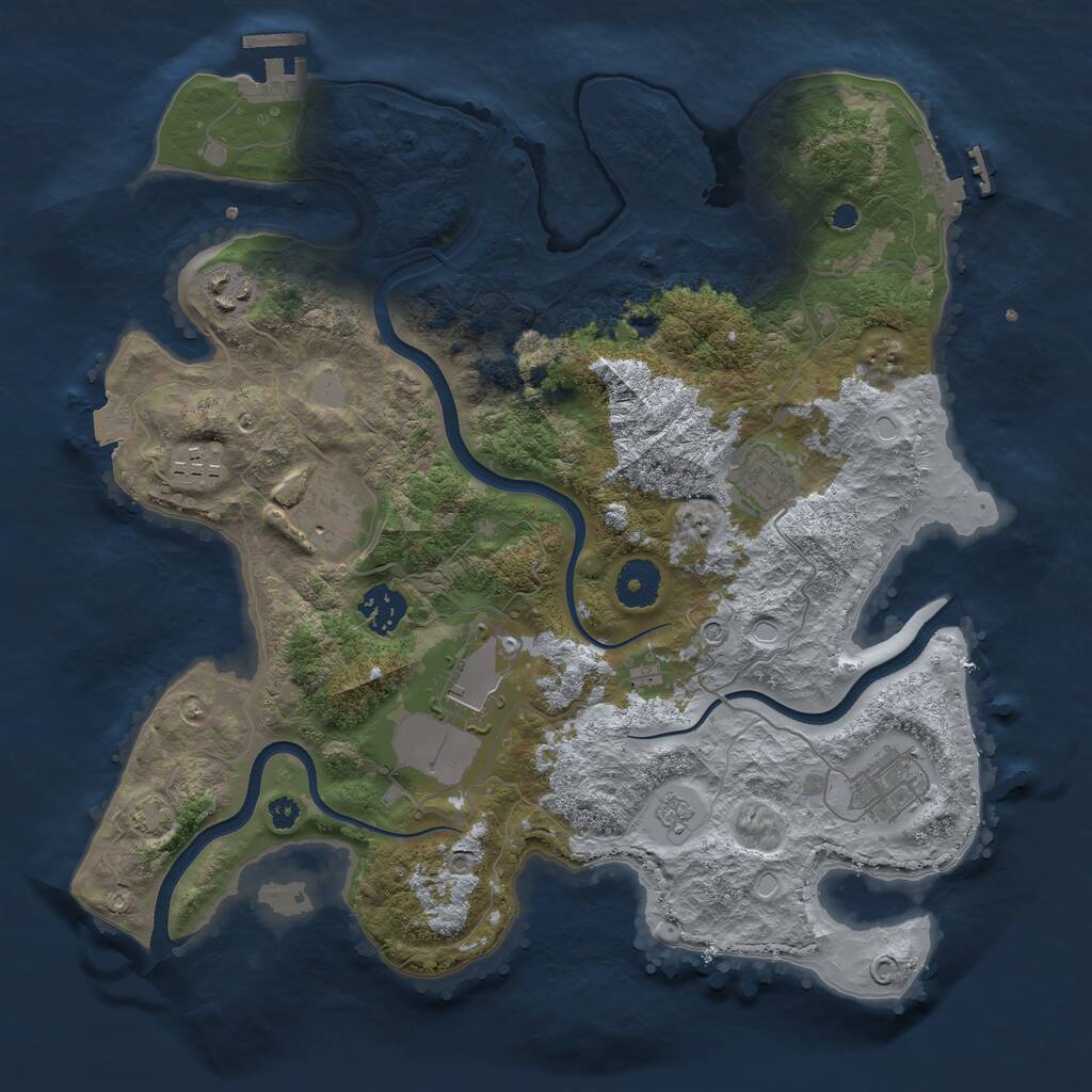 Rust Map: Procedural Map, Size: 3500, Seed: 4281183, 13 Monuments