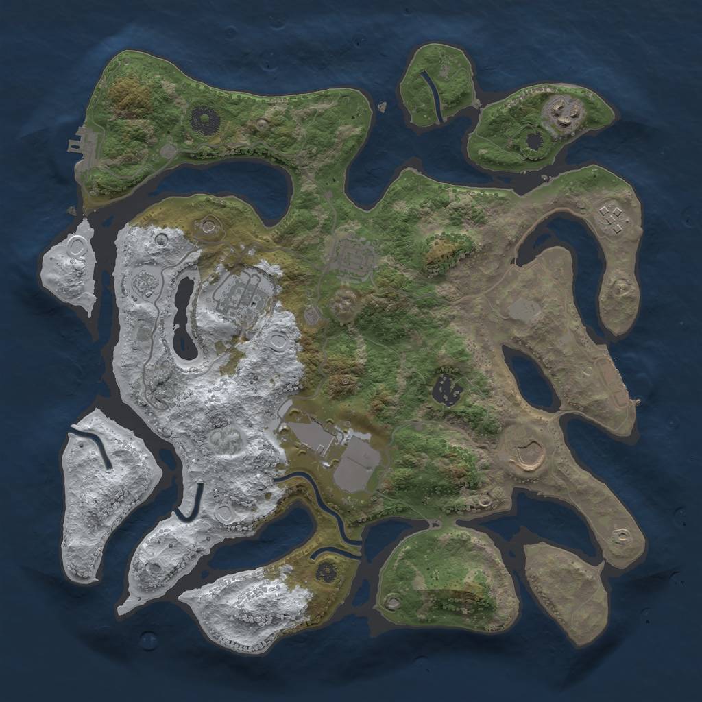 Rust Map: Procedural Map, Size: 3500, Seed: 271589343, 16 Monuments