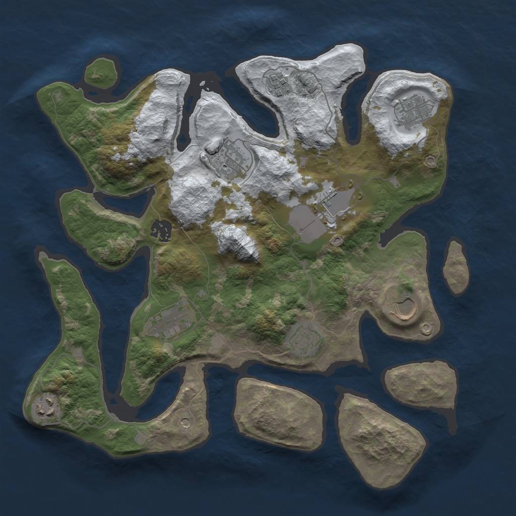 Rust Map: Barren, Size: 3500, Seed: 2160336, 12 Monuments