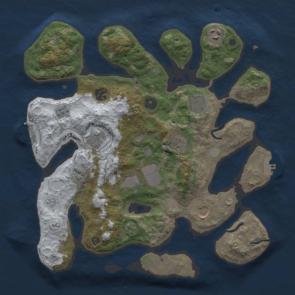 Rust Map: Procedural Map, Size: 3500, Seed: 2884471, 17 Monuments