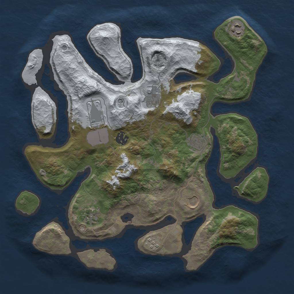 Rust Map: Barren, Size: 3500, Seed: 5159479, 11 Monuments
