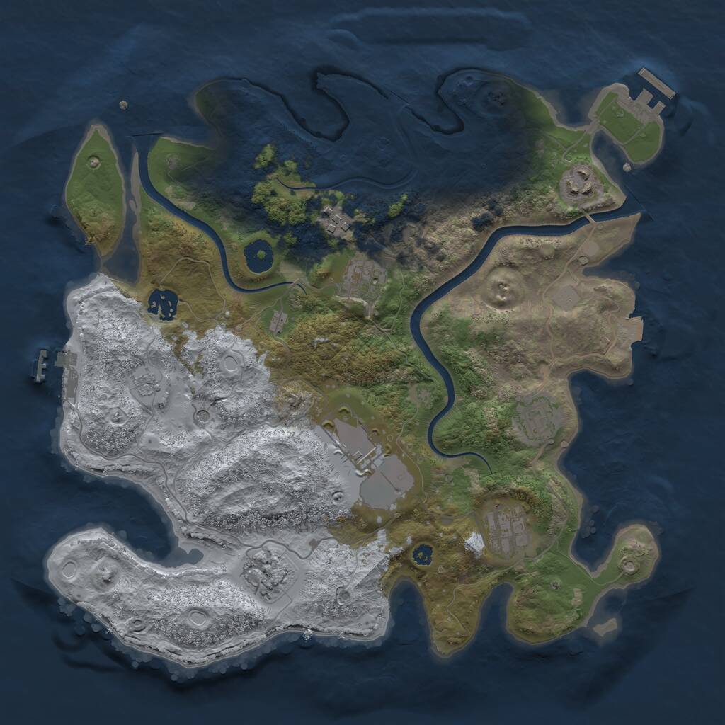 Rust Map: Procedural Map, Size: 3500, Seed: 2315870, 14 Monuments