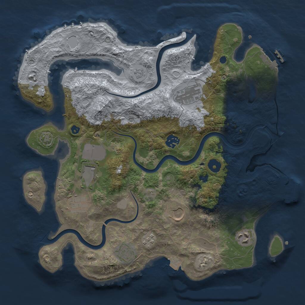 Rust Map: Procedural Map, Size: 3500, Seed: 2810532, 14 Monuments