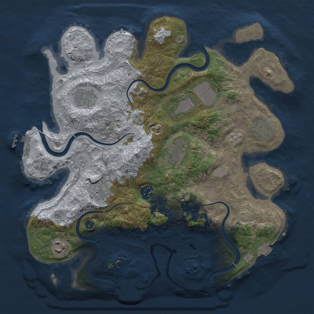 Rust Map: Procedural Map, Size: 3500, Seed: 3393206, 14 Monuments
