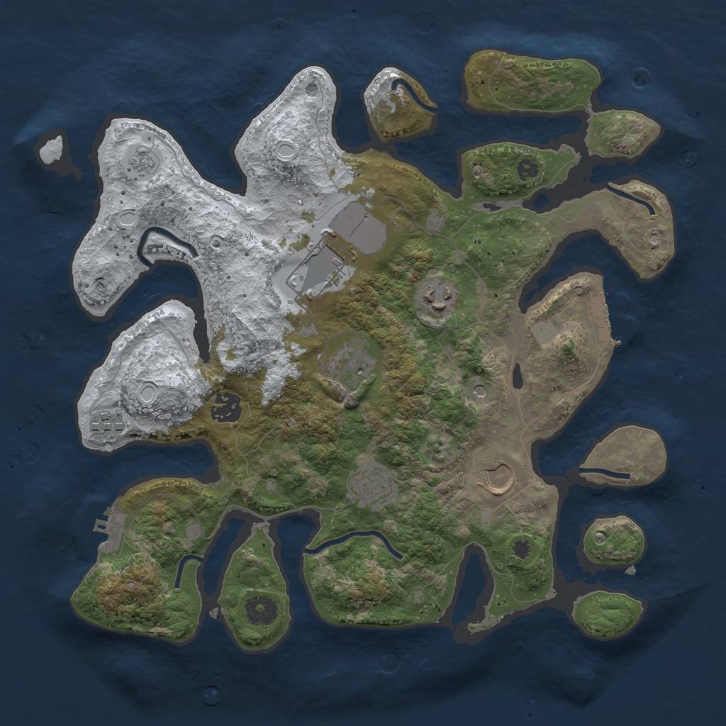 Rust Map: Procedural Map, Size: 3500, Seed: 1350423, 16 Monuments