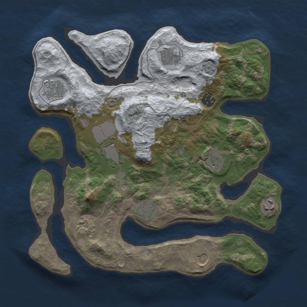 Rust Map: Barren, Size: 3500, Seed: 4875193, 13 Monuments