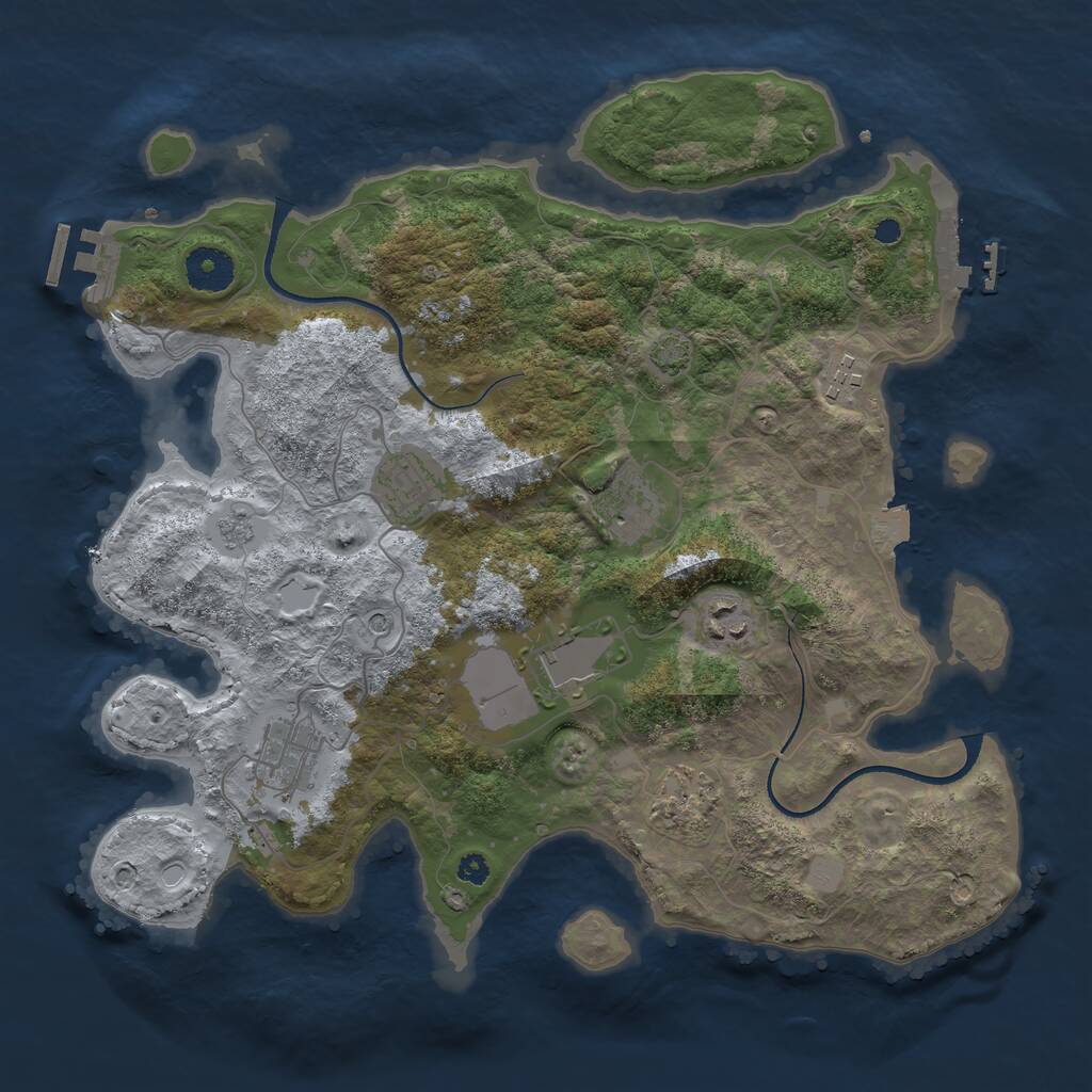 Rust Map: Procedural Map, Size: 3500, Seed: 3723334, 13 Monuments