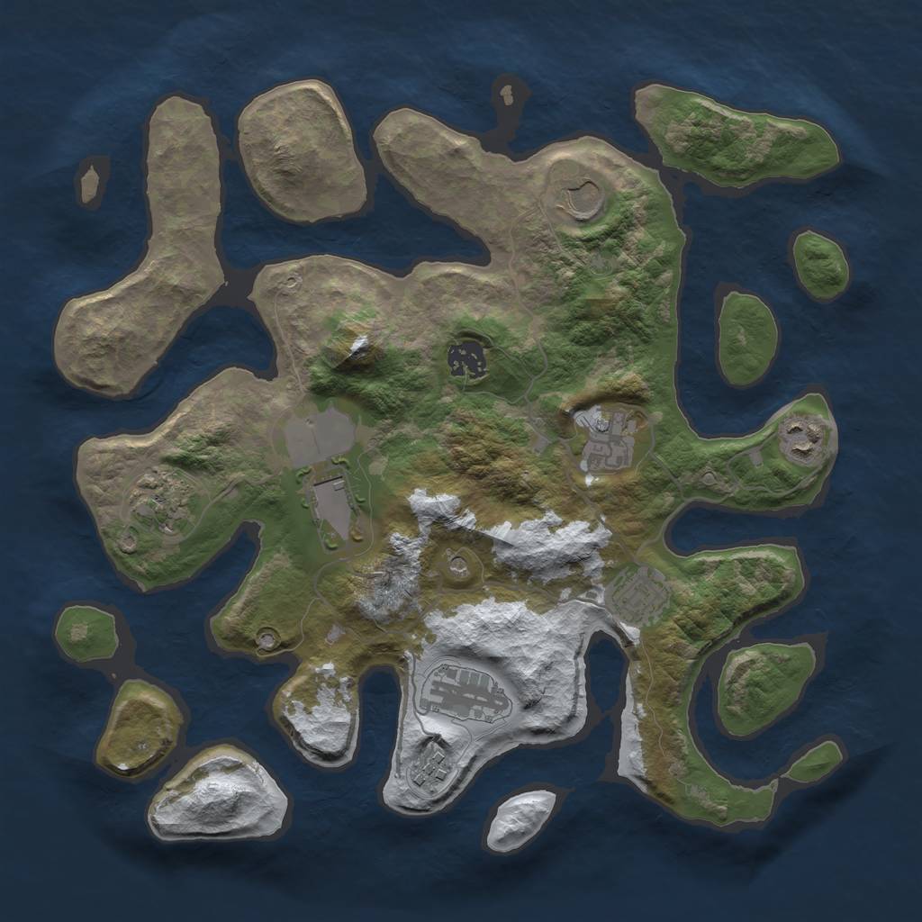 Rust Map: Barren, Size: 3500, Seed: 5914092, 12 Monuments