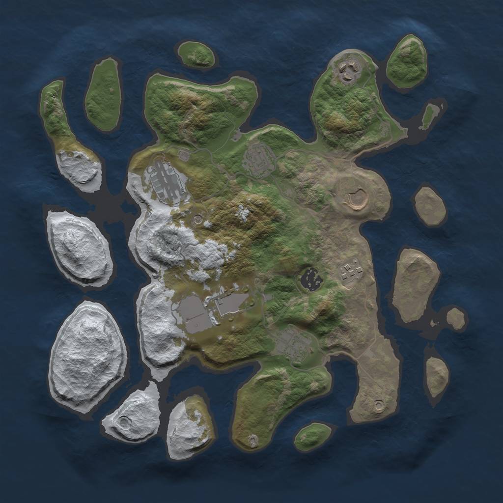 Rust Map: Barren, Size: 3500, Seed: 5152690, 11 Monuments