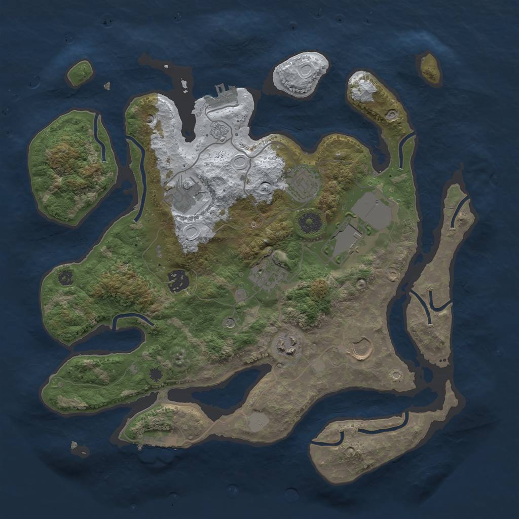 Rust Map: Procedural Map, Size: 3500, Seed: 2190680, 16 Monuments