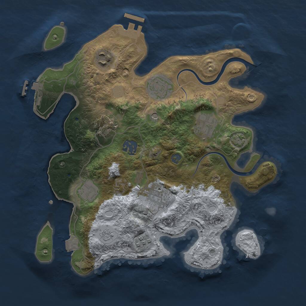 Rust Map: Procedural Map, Size: 3000, Seed: 1615693775, 13 Monuments