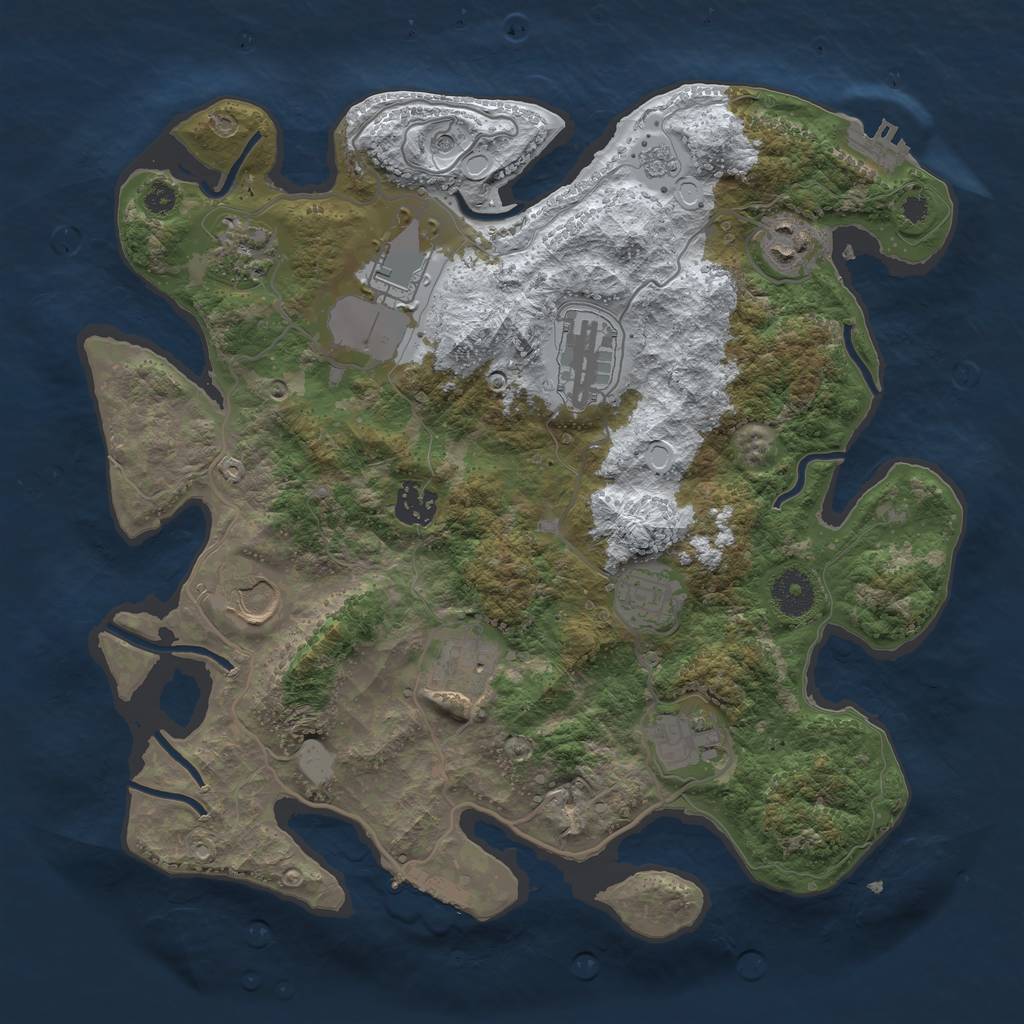 Rust Map: Procedural Map, Size: 3500, Seed: 5881709, 18 Monuments