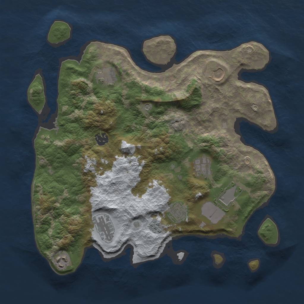 Rust Map: Barren, Size: 3500, Seed: 1494534, 12 Monuments