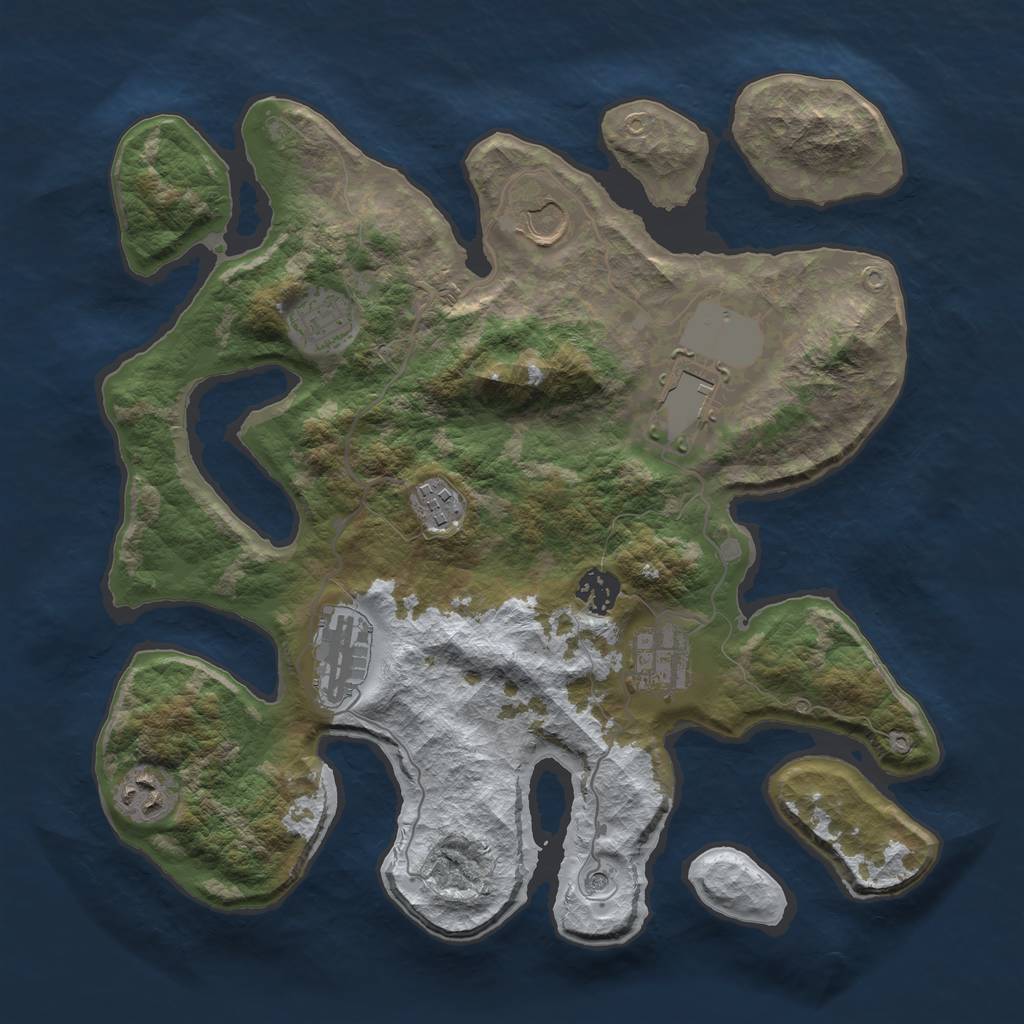 Rust Map: Barren, Size: 3500, Seed: 355516, 11 Monuments