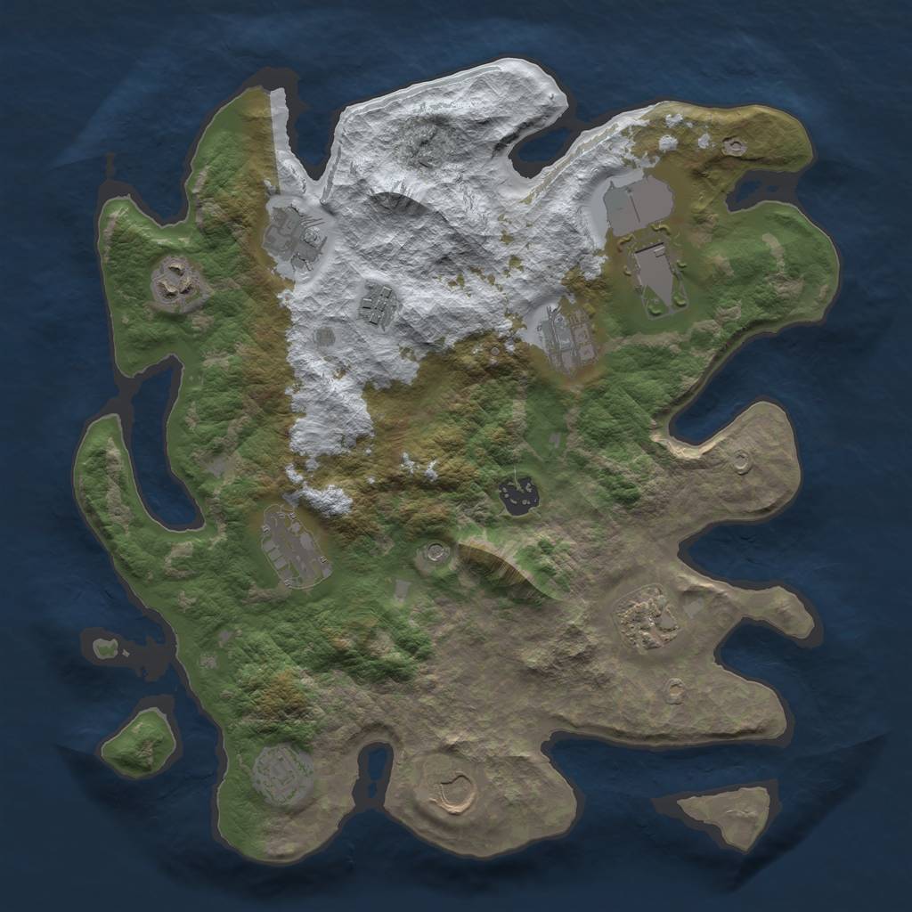 Rust Map: Barren, Size: 3500, Seed: 644956, 13 Monuments