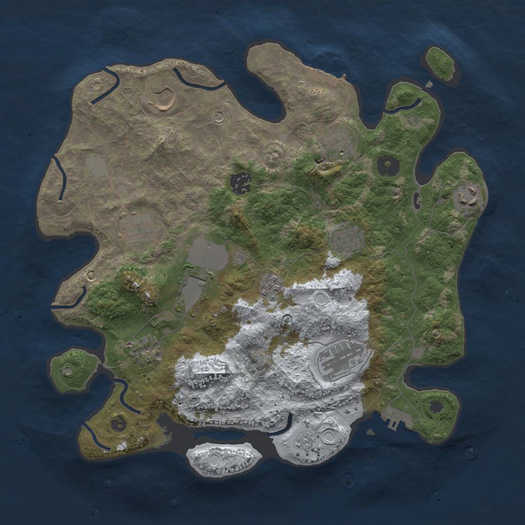 Rust Map: Procedural Map, Size: 3500, Seed: 943505, 19 Monuments