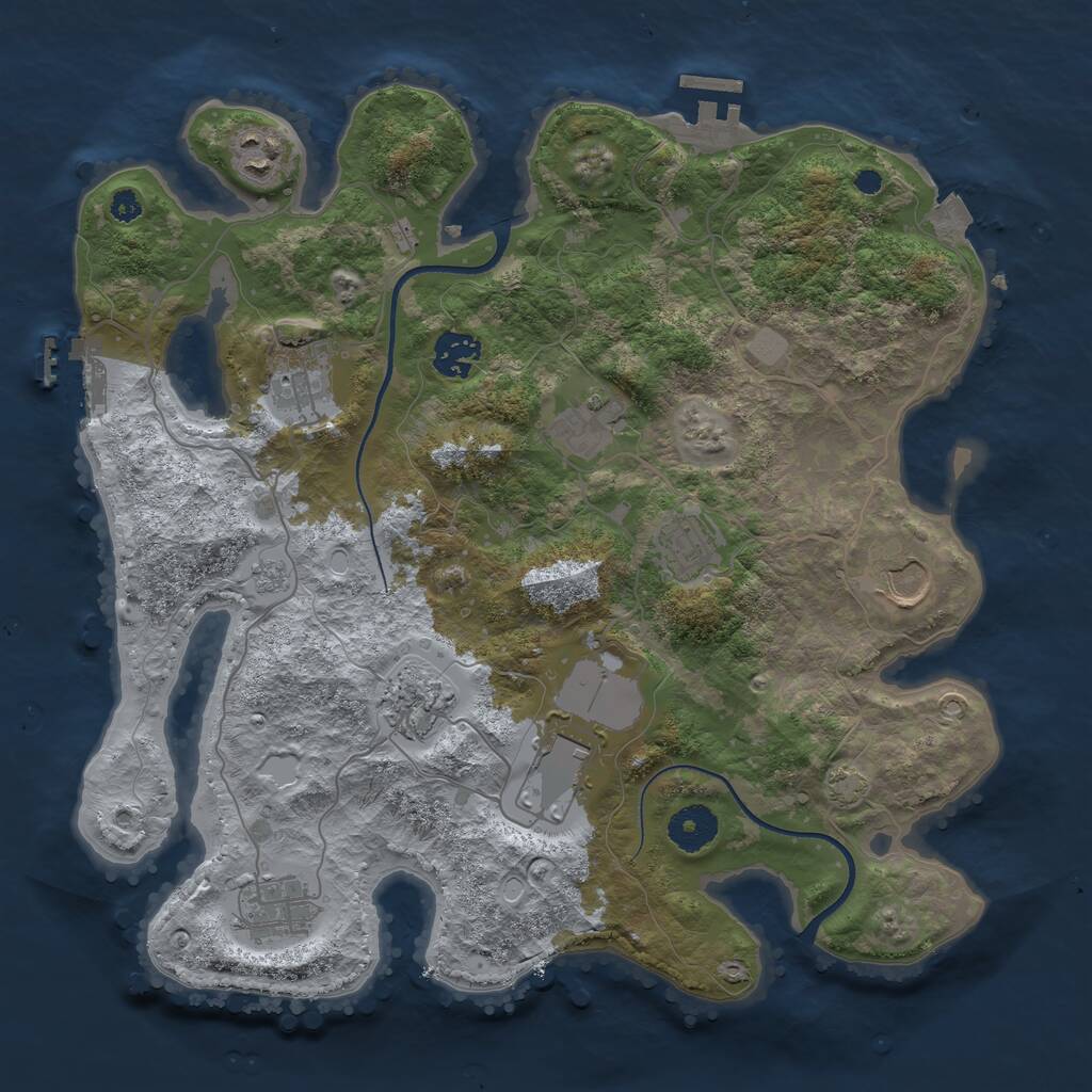 Rust Map: Procedural Map, Size: 3500, Seed: 3383164, 14 Monuments